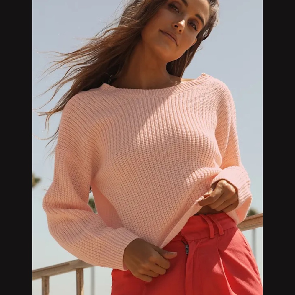 Double the Fun Light Pink Knit Reversible Sweater
